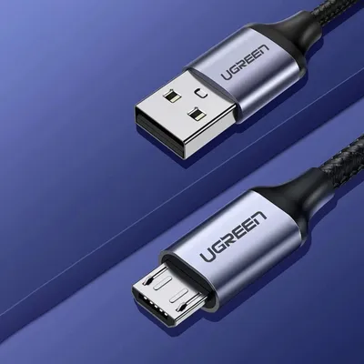 Produktbild von Ugreen USB 2.0 Verbindungskabel, 2m, Mikro-USB auf USB-A, 2.4A, Grau, Modell US290 60148
