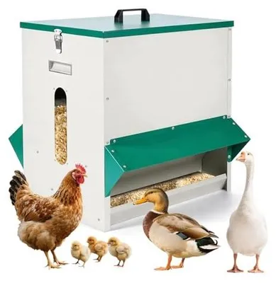 Zdjęcie produktu dla Automat podajnik karmy dla kur metalowy 22 kg grawitacyjny