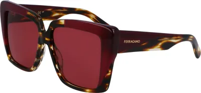 Productafbeelding van Salvatore Ferragamo rechthoekige dameszonnebril, model SF1060SN, gemaakt van acetaat