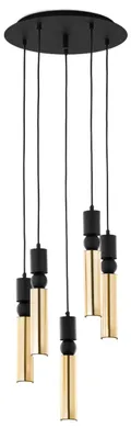 Obrázok produktu pre Závesná lampa ALAS čierno-zlatá 5xGU10x10W, kov, rozmery: 136x37x37 cm, IP20, Jupiter