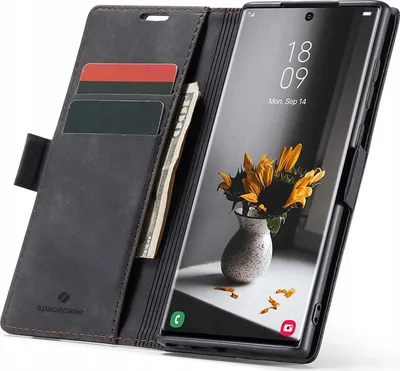 Image de Etui téléphone avec rabat SPACECASE Wallet pour Galaxy S22 Ultra Noir