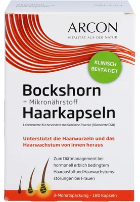 Obrázek produktu pro Arcon Bockshorn + mikroživiny pro vlasy, 180 kapslí