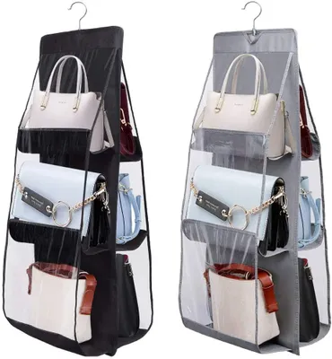 Produktbild von 2Pack Handtaschen Aufbewahrung, Handtaschen Organizer Hängend mit 6 Fächer Taschenhalter für Taschen Wohnzimmer, Schlafzimmer, zu Hause