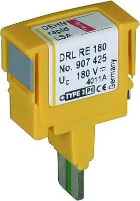 Produktbild von Dehn Überspannungsableiter DEHNrapid LSA Schutzstecker für 1 Doppelader Un 180V 907425