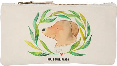 Produktbild von Mr. & Mrs. Panda pencil case Hund Blumen Größe S Klein - Weiß - Geschenk, Hunde, Hundekopf, Schlampermäppchen, Hundemama, Baumwolltasche, Mäppchen, Kulturbeutel, Pouch