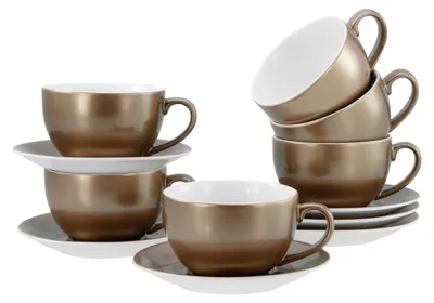 Produktbild von CreaTable, 24327, Golden Days Weiss, Cappuccinoset 12-tlg, Steinzeug