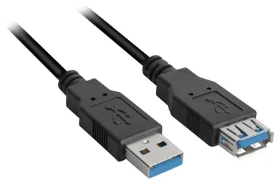Produktbild von USB 3.2 Gen 1 Verlängerungskabel, USB-A Stecker > USB-A Buchse (schwarz, 3 Meter)