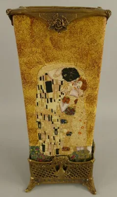 Immagine prodotto di Casa Padrino Vaso decorativo in stile liberty multicolore/ottone 15 x 10 x H. 34 cm - Vaso da fiori in porcellana - Accessori decorativi barocchi e liberty