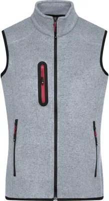 Produktbild von Strickfleece Weste mit Stehkragen light-grey-melange/red, Gr. L