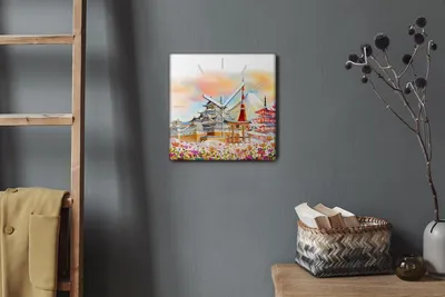 Produktbild von Coloray Hodiny Unikátní 30x30 cm  Tiché hodiny Pro obývací pokoj a kuchyň Nástěnné hodiny Plátno Bílé ručičky hodin - Květiny zámky