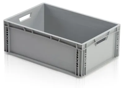 Produktbild von WETEC Lagerbehälter, mit Durchfassgriffen, grau, 600 x 400 x 220 mm (Lagerbox)