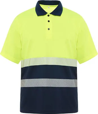 Produktbild von Roly Workwear HV9315 | Polo Shirt Vega S bis 4XL - Farbe: Navy Blue 55/Fluor Yellow 221 - Größe: 3XL