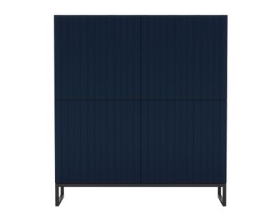 Komoda RTV Glamour Szafka RTV Loft Granatowy MAT Czarna rama 112 cm