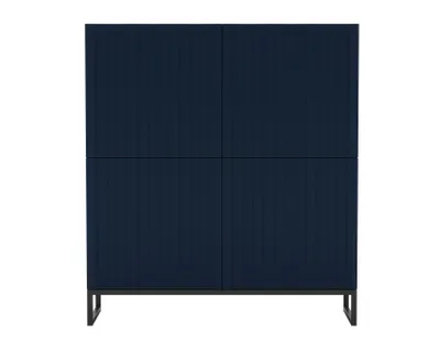 Zdjęcie produktu dla Komoda RTV Glamour Szafka RTV Loft Granatowy MAT Czarna rama 112 cm