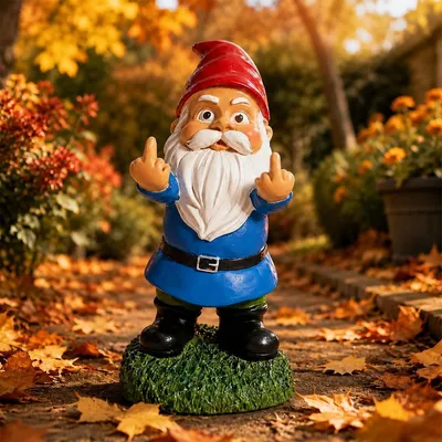 Image de Nain de jardin drôle - Résine - 14 cm - Extérieur - Décoration de jardin