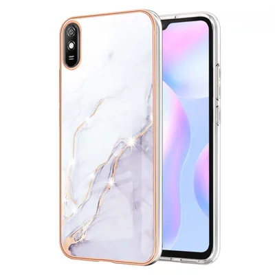 Immagine prodotto di Custodia per Xiaomi Redmi 9A, sottile marmo antiurto custodia morbida TPU paraurti Bianco