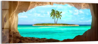 Produktbild von DEQORI Glasbild Echtglas 125x50 cm 'Palmenparadies' Wandbild Bild modern Deko