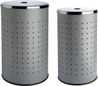 Produktbild von Wäschesammler-Set 2-teilig - Grau - Edelstahl - 37 Liter - 54 Liter