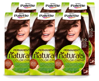 Productafbeelding van 6 x Poly Palette Haarverf Mediumbruin 5-0, 115 ml - Voordeelverpakking - 6 stuks