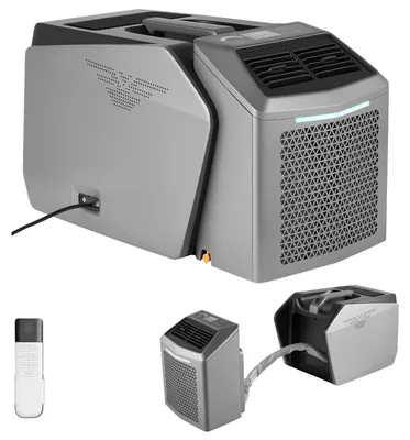 Produktbild von SucceBuy Tragbare Klimaanlage 580W, 4850 BTU mit Abluftschlauch, Fernbedienung und 24h Timer, Mobiles Klimagerät mit 200m³/h Luftstrom für Wohnmobil, Zelt und Lkw, Dunkelgrau