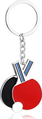 Image de INF Porte-clés raquette de tennis de table - cadeau unique en alliage d'argent S