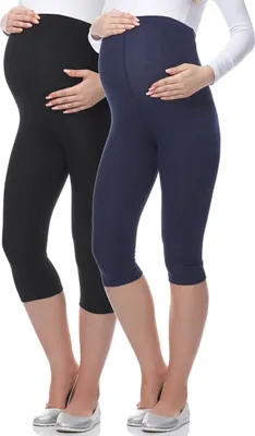 Produktbild von Be Mammy 3/4 Umstandsleggings aus Viskose BE-03 2er Pack (Schwarz/Dunkelblau, L)