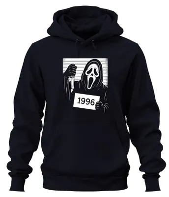 Produktbild von Scream Maske 1996 Halloween Horror Täterfoto Messer Hoodie Kapuzenpullover, Navy, XL