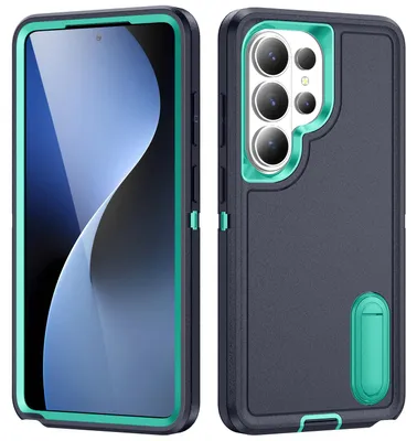 Produktbild von Hülle für Samsung Galaxy S26 Ultra Hybrid Dreilagige Robust Stoßfest Schwerlast Schutzhülle mit Ständer Blau