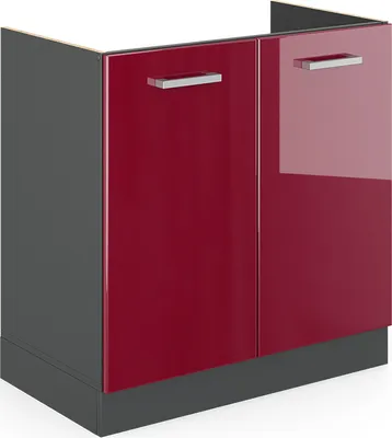 Produktbild von Vicco Spülenunterschrank R-Line, 80 cm ohne Arbeitsplatte, Bordeaux Hochglanz/Anthrazit