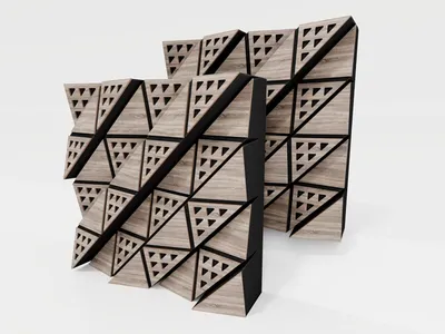 Zdjęcie produktu dla Zestaw 2 sztuk – dyfuzor akustyczny | dyfuzor 2D | 50 x 50 cm | odbicie – dyfuzja – absorpcja – izolacja akustyczna | panel ścienny | [FUZA | Sonoma]