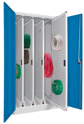 Produktbild von Vertikalauszugschrank, 4 Auszüge mit Lochplatten, BxTxH 1000x600x1950 mm, RAL 7035/5010