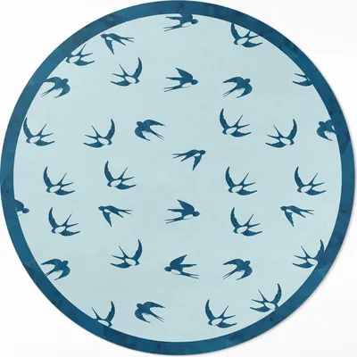 Produktbild von Kleine Blätter auf blauem Hintergrund– Vinylteppich – Indoor Teppich – Flur – Pflegeleicht – Runder Teppich – PVC Teppich – Outdoor Teppich – Pflegeleicht – fi 100cm