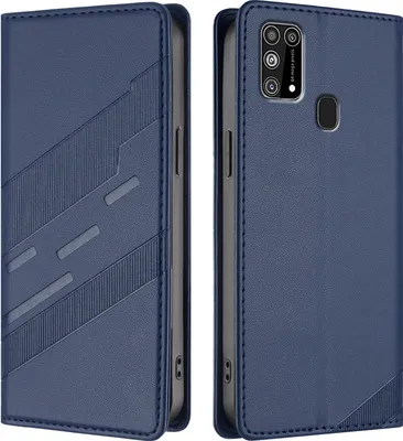 Produktbild von Hülle für Samsung Galaxy M31, Kunstleder Brieftaschen Handyhülle mit Kartenfach und Standfunktion Blau