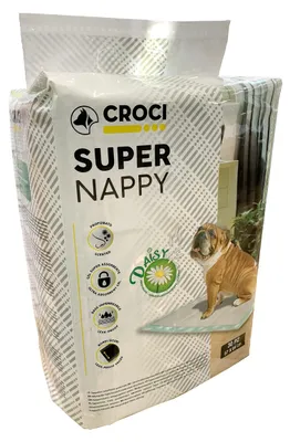 Immagine prodotto di Super Nappy Daisy – Tappetini igienici per cani, 84 x 57 cm, confezione da 30 pezzi