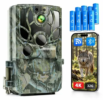 Produktbild von Usogood Wildkamera 4K 48MP WLAN Bluetooth Wildtierkamera mit Handyübertragung APP Bewegungsmelder Nachtsicht 32GB