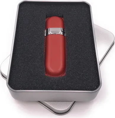 Obrázek produktu pro Onwomania kožený box stříbrnohnědý USB flash disk v hliníkové dárkové krabičce 32 GB USB 2.0