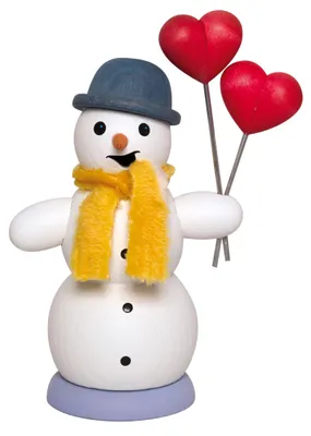 Produktbild von Drechslerei Kuhnert Räucherfigur - Schneemann mit Herz - ca.13 cm - für Räucherkerzen der Größe M (Standard) - 35035