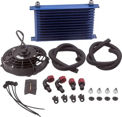 Obrázek produktu pro Univerzální 13řadý chladič oleje 7" sada ventilátoru chladiče 12V 80W s vedením chladiče oleje