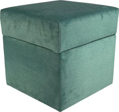 Zdjęcie produktu dla Pufa otwierana kwadratowa ELEMENT 40x40 cm delikatny łatwoczyszczący welur trudnopalny ze schwokiem stylowa jasna zieleń