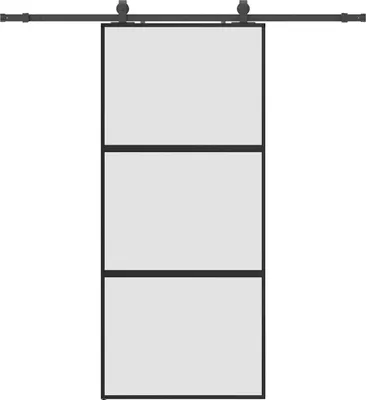 Obrázek produktu pro Posuvné dveře se sadou kování černé 90x205 cm Tvrzené sklo