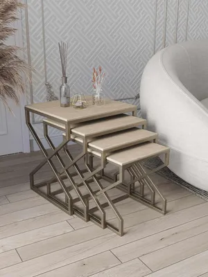 Produktbild von Skye Decor, Hochwertiger Nesting Tisch (4 Teile) - Antik & Travertin | 100% Melamin