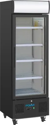 Produktbild von Gastro Kühlschrank mit Rollen - 218 Liter, Leuchtkasten, schwarz