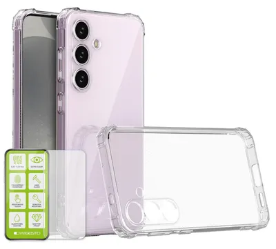 Immagine prodotto di Per Samsung Galaxy S25 Shock TPU custodia del telefono cellulare trasparente + H9 vetro temperato