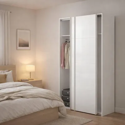 Produktbild von 2-türiger Kleiderschrank - Weißes Schlafzimmer 61,7x220h cm