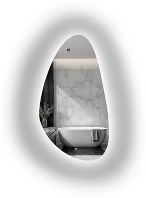 Image de Alfaram Miroir mural organique SYDERYT LED 80 x 147 , de forme irrégulière, pour la salle de bains ou le salon