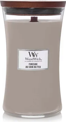 Produktbild von WoodWick Große Duftkerze im Sanduhrglas mit knisterndem Docht | Fireside | bis zu 130 Stunden Brenndauer