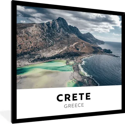Produktbild von MuchoWow® Gerahmtes Poster Kreta - Griechenland - Berge 40x40 cm - Poster mit Schwarzem Bilderrahmen Wandposter Rahmen Foto Bilder - Mit Rahmen - Wanddekoration Schlafzimmer