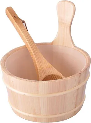 Produktbild von Holz-Sauna-Eimer-Set mit Schöpfer, ideal für Dampfsauna