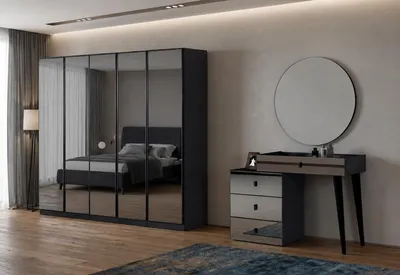 Immagine prodotto di Set da camera da letto: armadio e toeletta, nero, moderno ed elegante, Immagine generata dall'IA