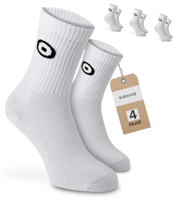 SOKKS Sportsocken Weiß mit Logo aus Baumwolle — 4 Paar Set
